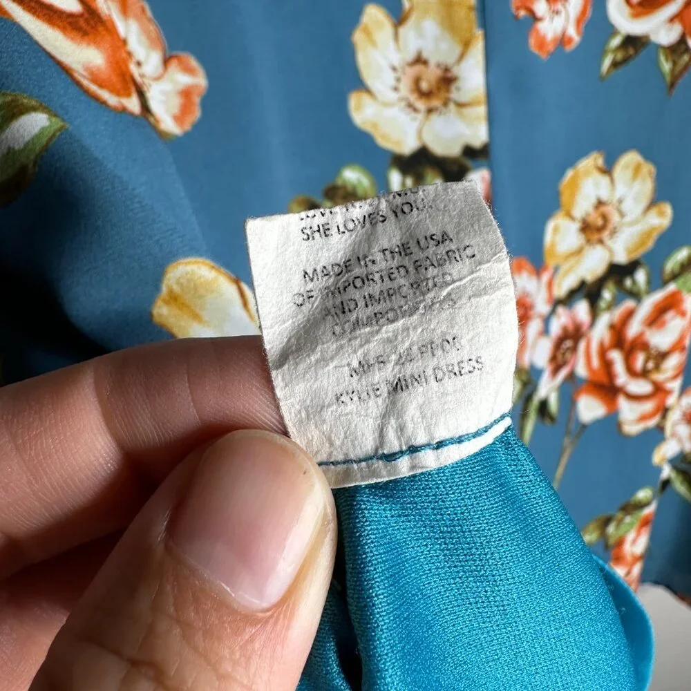 Show Me Your Mumu Kylie Mini Dress Size Medium Prairie Petal Blue Floral - Picture 8 of 9